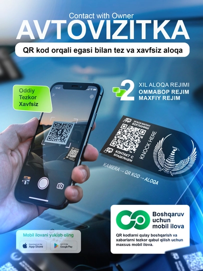 QR-стикер и мобильное приложение для быстрой связи с владельцем автомобиля (дизай Magicar) — CONTACT-CONTACTCARM-ЧЕРН
