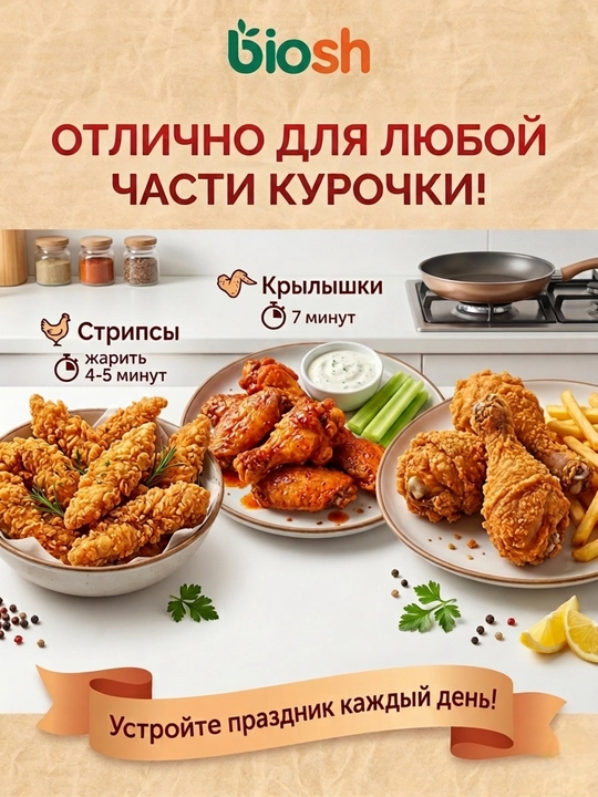 Смесь для жарки курицы Biosh 2 в 1: хрустящая панировка и маринад