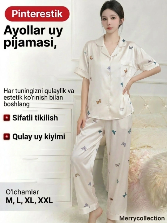 Ayollar pijamasi – yumshoq mato, qulay uy kiyimi, uxlash kostyumi
