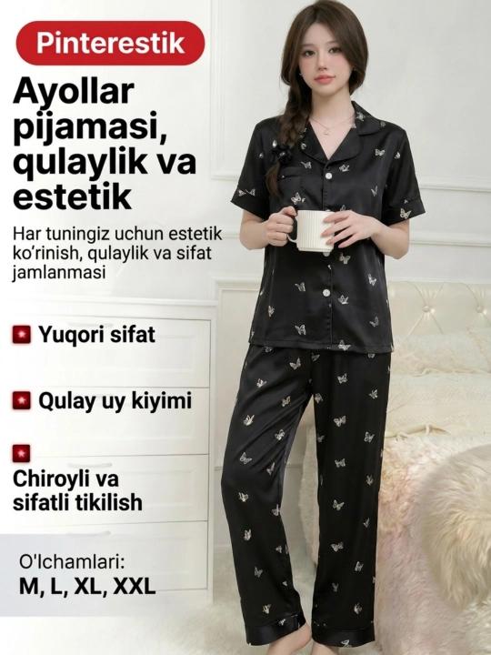 Ayollar pijamasi – yumshoq mato, qulay uy kiyimi, uxlash kostyumi