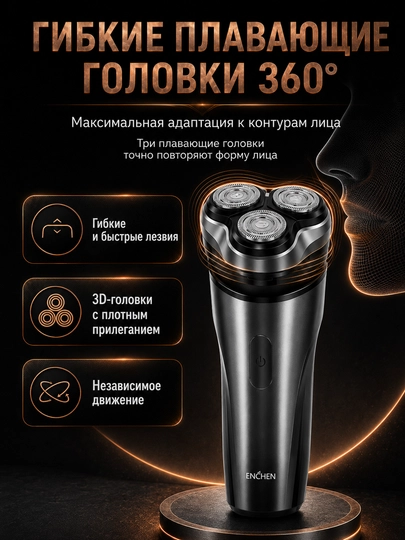 Электробритва, портативный триммер Enchen BlackStone, BlackStone 3, MAX