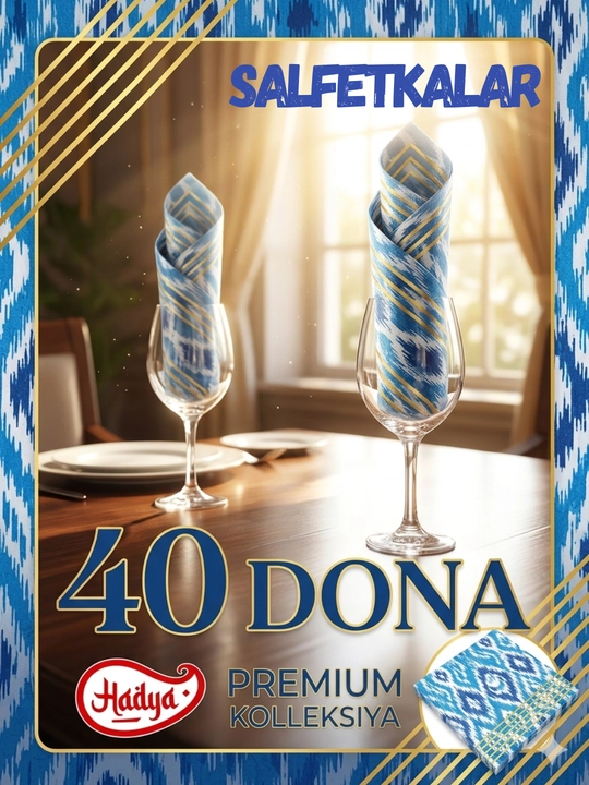 Qog'oz salfetkalar 30x30 40 dona, Bir martalik rasmli bayram
