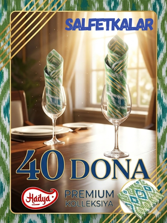 Qog'oz salfetkalar 30x30 40 dona, Bir martalik rasmli bayram