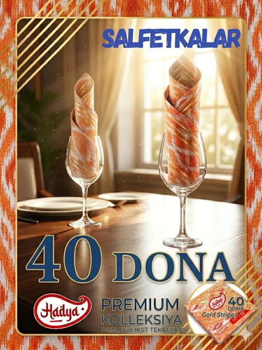 Qog'oz salfetkalar 30x30 40 dona, Bir martalik rasmli bayram