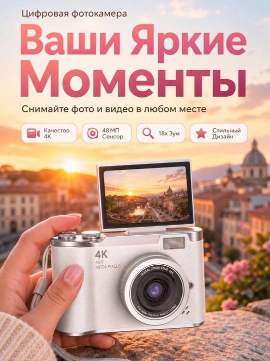 Детский фотоаппарат, цифровая ретро камера, мини камера для фото и видео - 