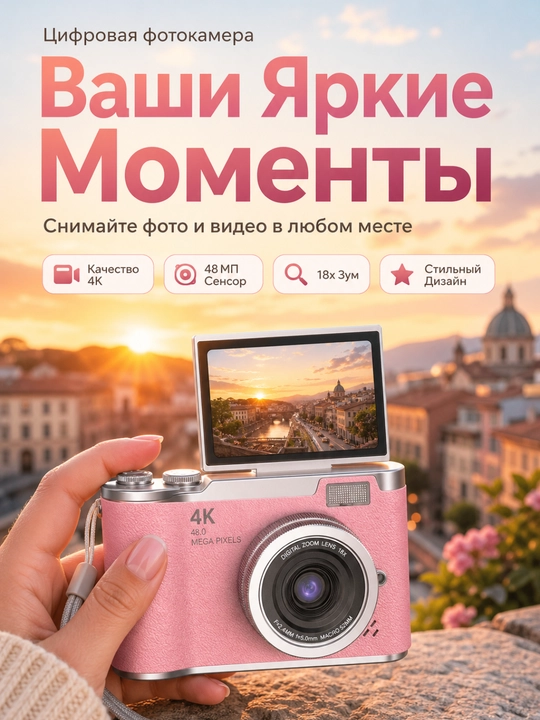 Детский фотоаппарат, цифровая ретро камера, мини камера для фото и видео - 