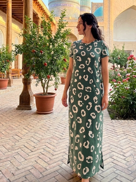 Ayollar uchun uzun leopard print ko‘ylak – zamonaviy va qulay casual libos - 
