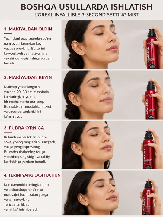 L’Oréal Paris Infaillible 3-Second Setting Mist 36H makiyaj fiksator sprey