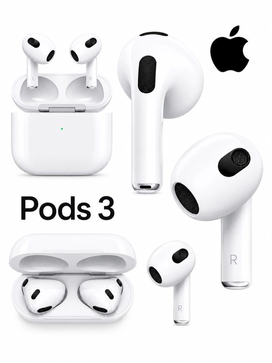 Simsiz quloqchinlar Pods 3, sensorli va blutuz naushniklar, iPhone va Android uchun