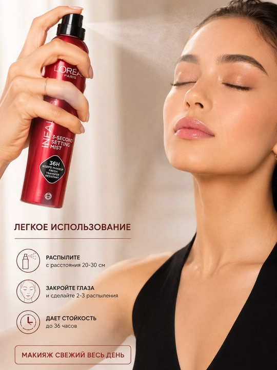 L’Oréal Paris Infaillible 3-Second Setting Mist фиксатор макияжа 36 часов