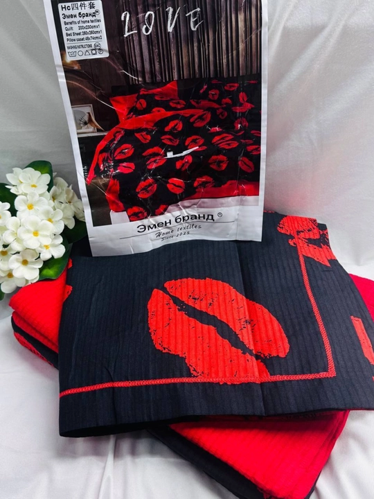 Ikki kishilik komplekt, qizil lab print, romantik uslub,yotoq komplekti