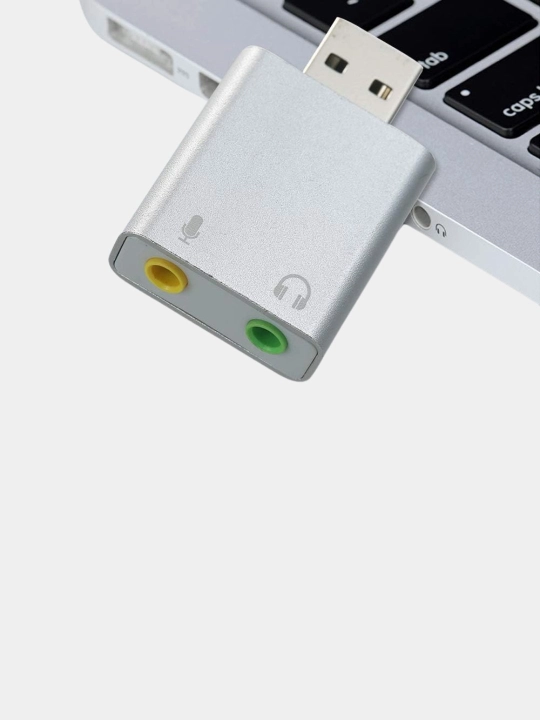 3D Sound tashqi USB ovoz kartasi, metall korpusli