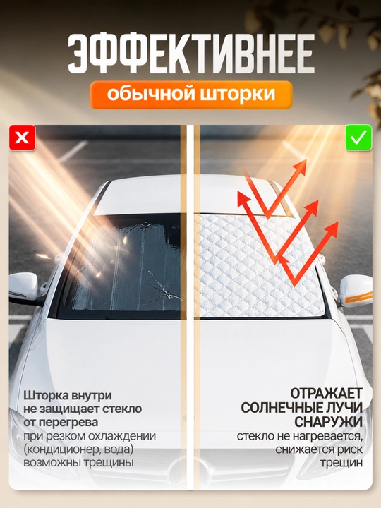 Avtomobil old oynasi uchun universal quyosh himoya qiluvchi parda, tent, zontik 150х115 sm
