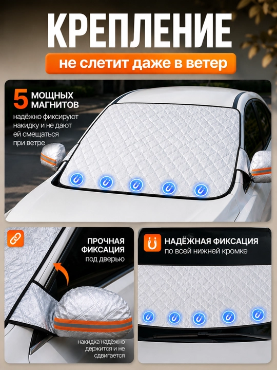 Avtomobil old oynasi uchun universal quyosh himoya qiluvchi parda, tent, zontik 150х115 sm