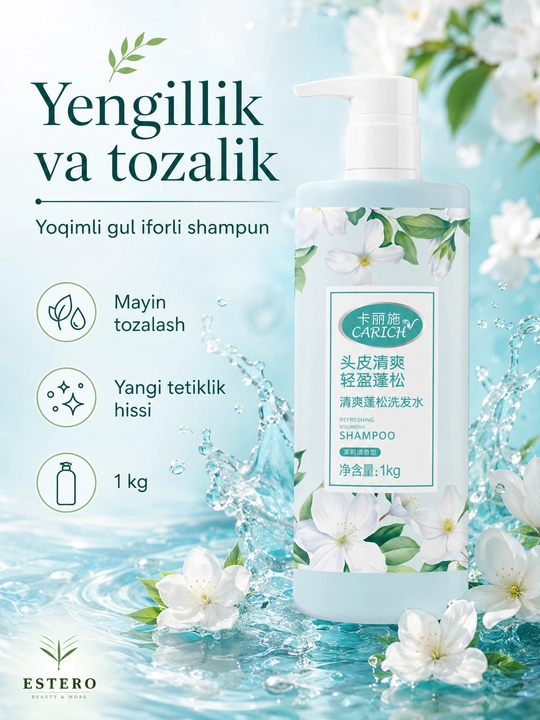Carich soch tubi yangilovchi hajm beruvchi shampun — salqin va yengil, 1 kg