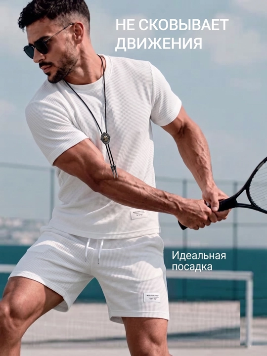 Мужской спортивный костюм, футболка и шорты