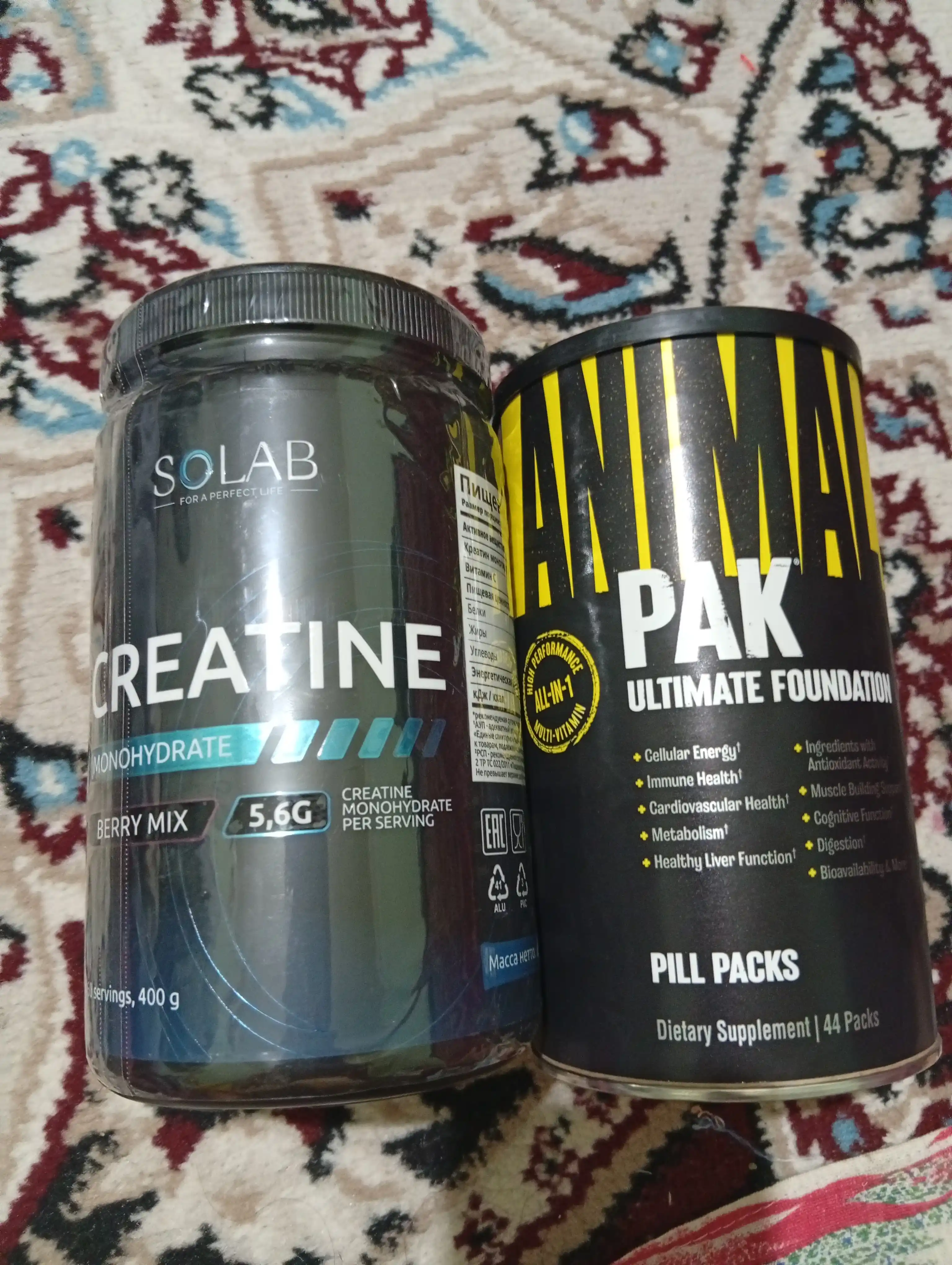 Kreatin monogidrat kukuni, SOLAB, O‘rmon rezavorlari ta’mi, 60 porsiya, 400g