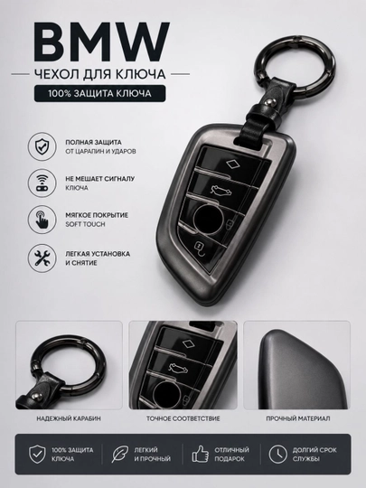 Чехол для ключа BMW, чехол для брелка BMW,  аксессуары BMW,  чехол для пульта BMW — CARLUX7-BMWSILICON