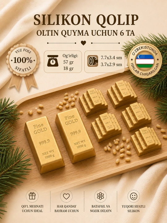 Oltin quymasi silikon qolipi