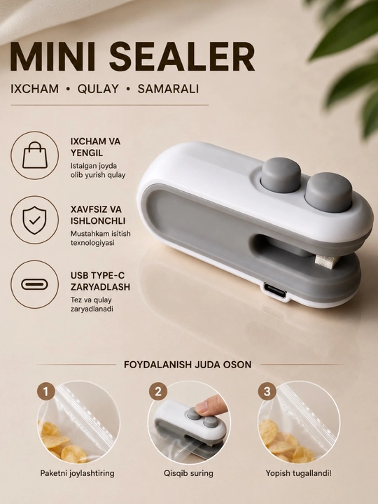 Mini Sealer– Portativ paket yopuvchi (termoyopishtirgich)