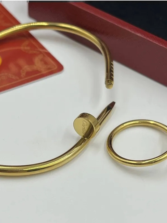 Браслет и кольцо комплект "Stainless Steel", женская бижутерия, в стиле cartier