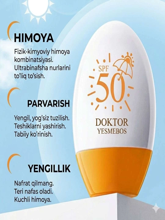 Dr. YESMEBOS" - Quyoshdan himoyalovchi krem, go‘zallik va mukammal himoya eliksiri - 