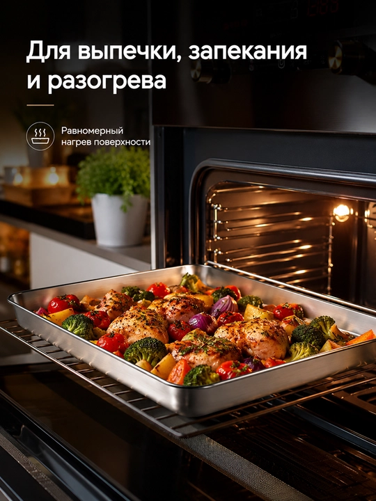Metall to‘rtburchak pishirish patnis, pech uchun qolip, 40х60 sm