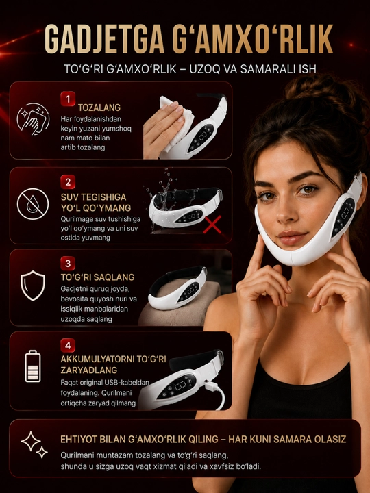 Mikrotokli LED massajyor yuz va iyak uchun,V-lifting, yuz ovalini taranglashtirish,lifting