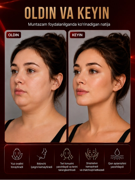 Mikrotokli LED massajyor yuz va iyak uchun,V-lifting, yuz ovalini taranglashtirish,lifting