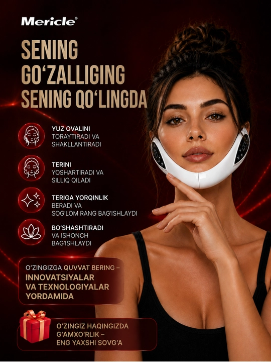 Mikrotokli LED massajyor yuz va iyak uchun,V-lifting, yuz ovalini taranglashtirish,lifting