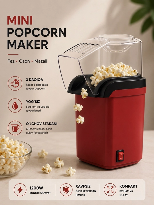 Mini popkorn tayyorlash uskunasi - 