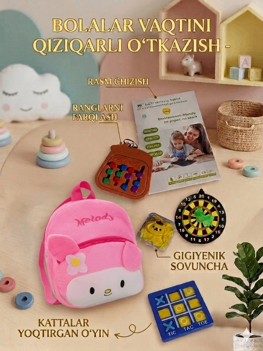 Bolalar uchun sovg'a, bog'cha uchun sumka, ryugzak, o'yinchoqlari, bolalar planshet - 