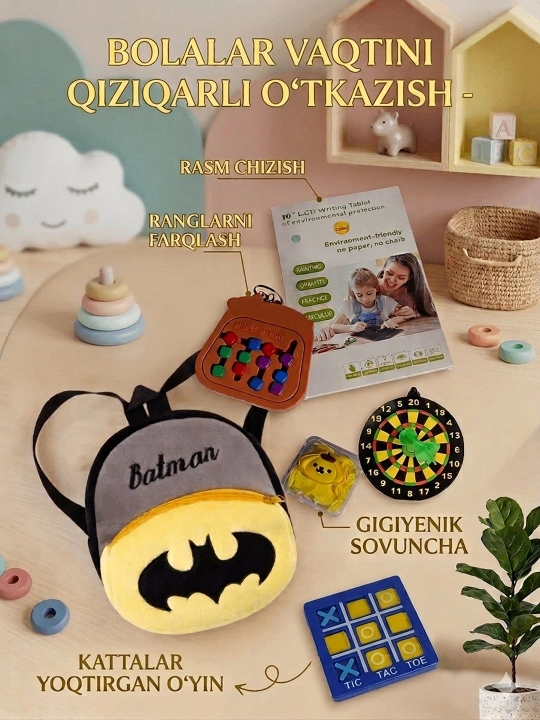 Bolalar uchun sovg'a, bog'cha uchun sumka, ryugzak, o'yinchoqlari, bolalar planshet - 