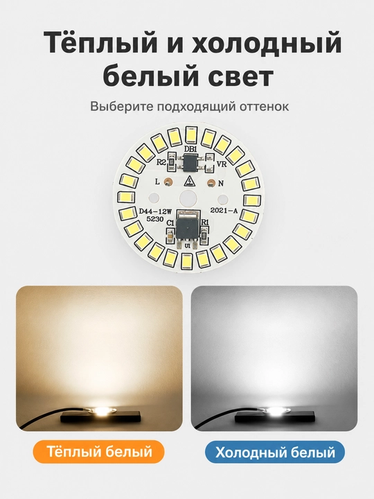 LED чип SMD 2835 для лампы 220V-240V, холодный и теплый белый свет