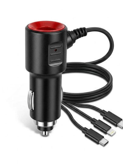 Автомобильное зарядное устройство, автозарядка, car charger, Type C, Lightning — KOMILA0-ZARYADLAGICH-ТЕМНСЕР