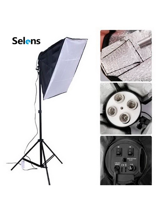 Selens studiya yoritish to‘plami, 50×70 sm softboks, shtativ va sumka bilan