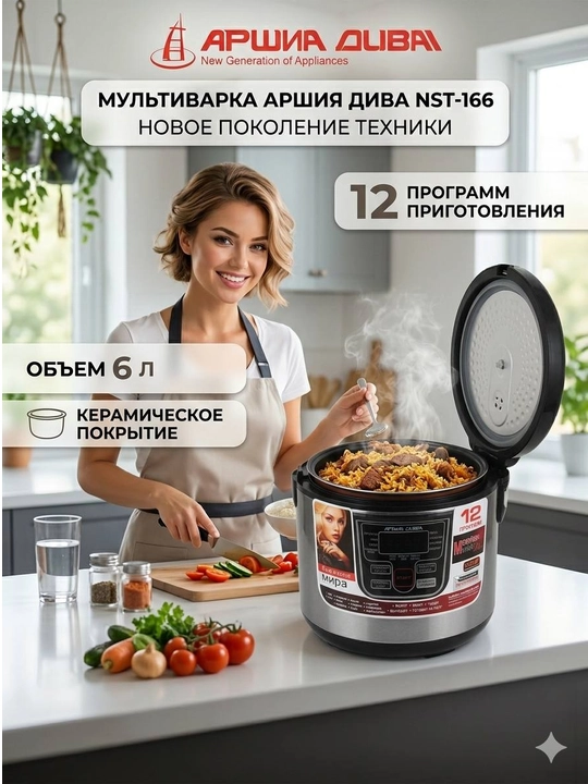 AршиаDubay Multivarka, 21 xil pishirish usuli, 900wat