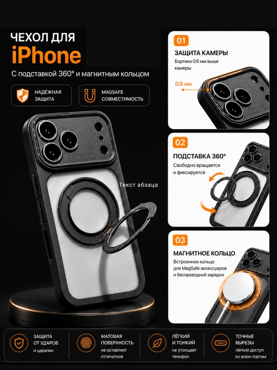 Чехлы с кольцом-держателем для iPhone