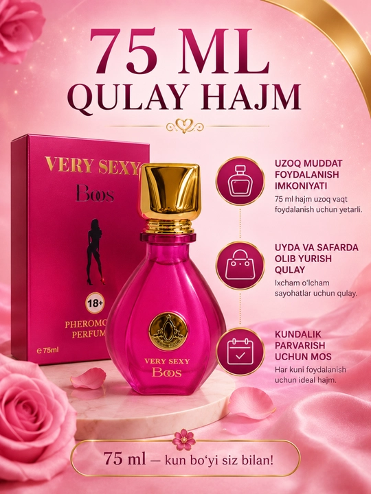 Ayollar va erkaklar uchun xushbo‘y atir, 75 ml