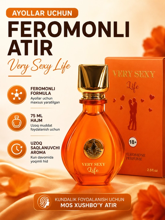 Ayollar va erkaklar uchun xushbo‘y atir, 75 ml