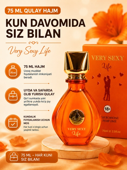 Ayollar va erkaklar uchun xushbo‘y atir, 75 ml