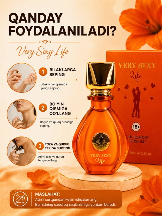 Ayollar va erkaklar uchun xushbo‘y atir, 75 ml