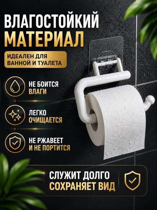 Держатель для туалетной бумаги настенный, без сверления, пластиковый