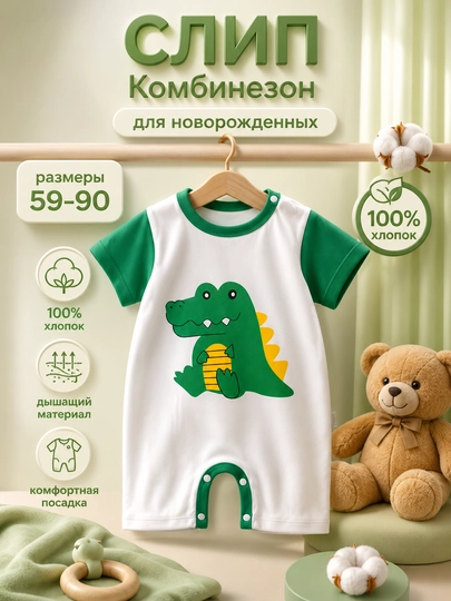 Детская одежда для новорожденных, 100% хлопок, летний комбинезон-слип