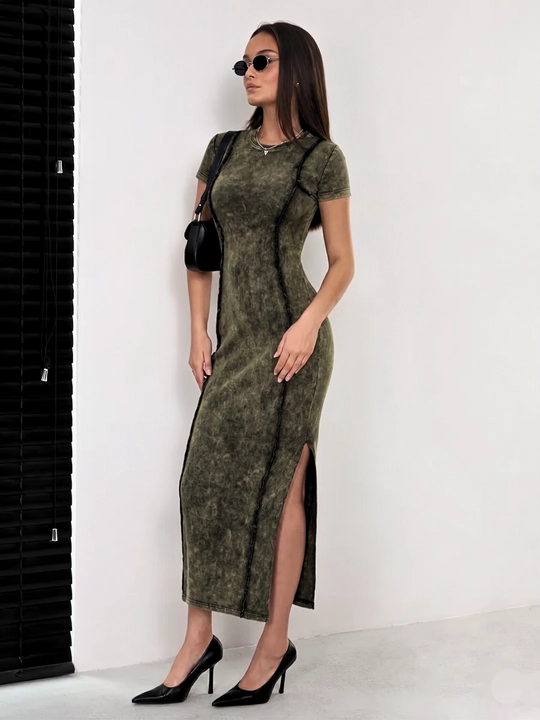 Платье женское длинное, варенка, круглый вырез, ГРЕТА