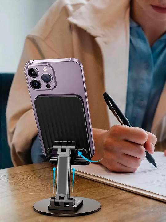 Buklanadigan telefon va planshet ushlagichi, 360° burama va mustahkam o'rnatish