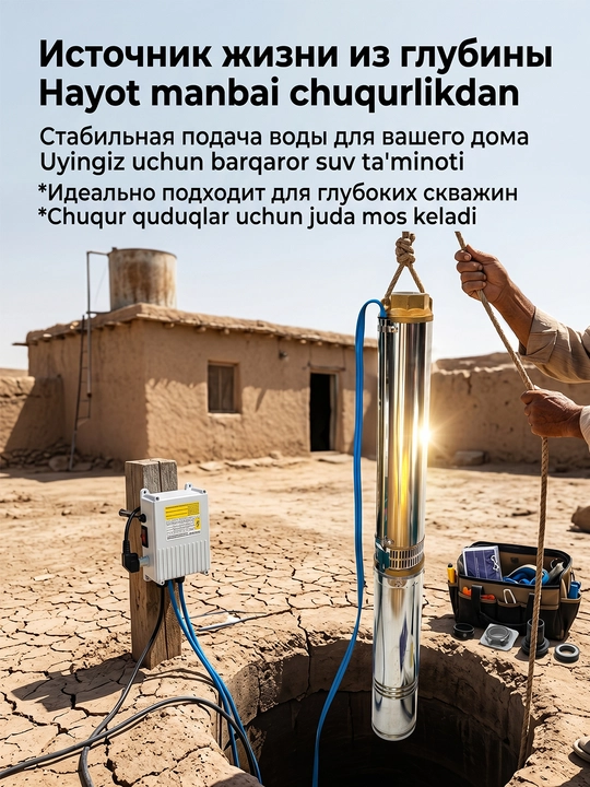 Quduq nasosi, 220V, vintli suv osti chuqur quduq nasosi
