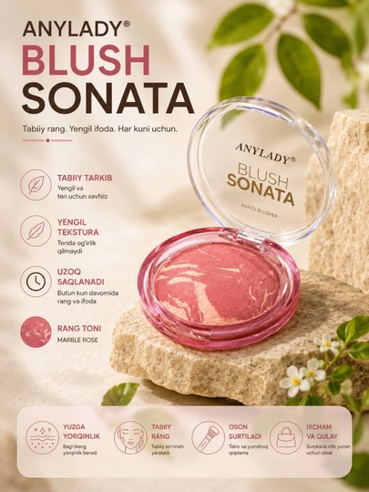 Rumyana, blush, yuz uchun rumyana, baked blush, pushti rumyana, anylady blush - 