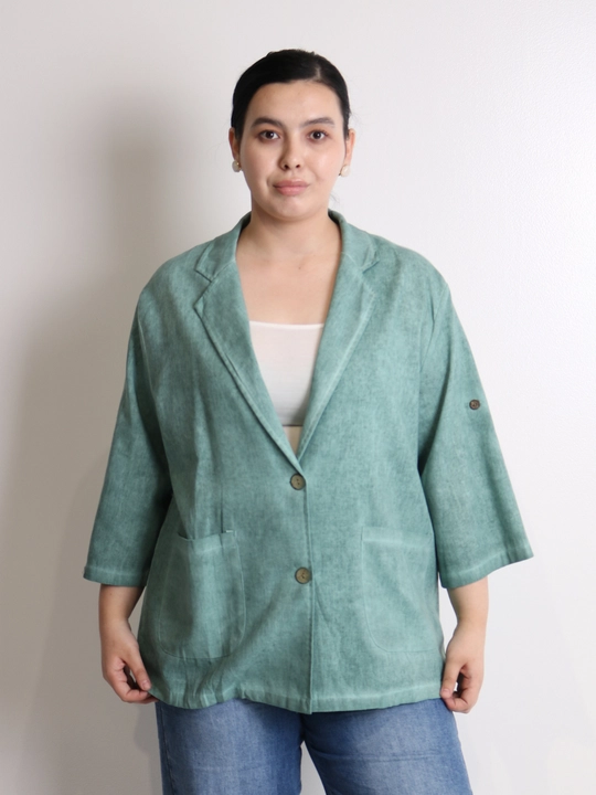 Ayollar pidjagi yengil, tabiiy mato, sutrang, kulrang-ko‘kimtir, cho‘ntakli, plus size