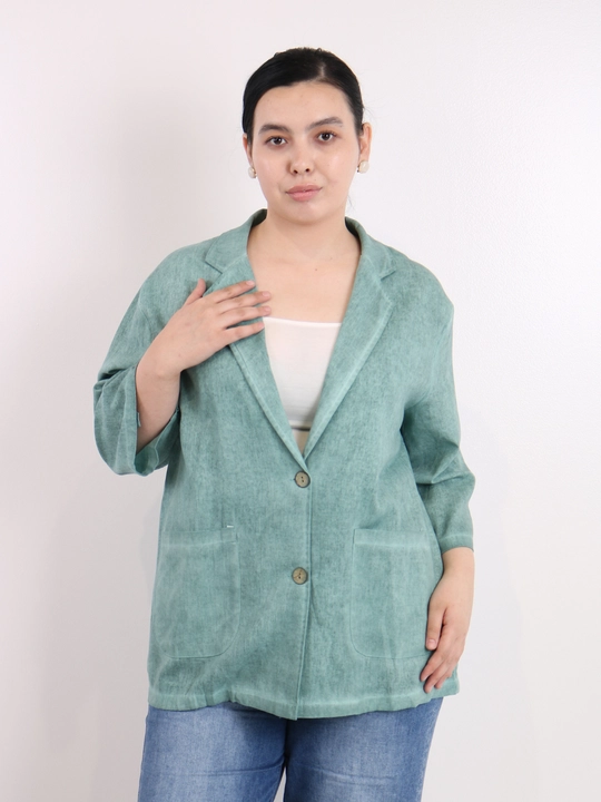 Ayollar pidjagi yengil, tabiiy mato, sutrang, kulrang-ko‘kimtir, cho‘ntakli, plus size